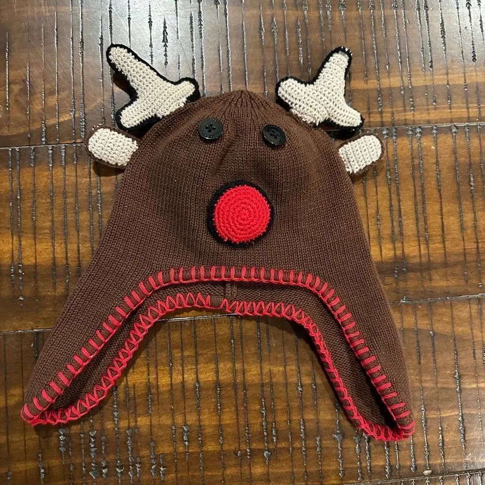 Hanna Andersson reindeer Christmas hat toddler small